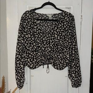 H&M Black and White Floral Blouse